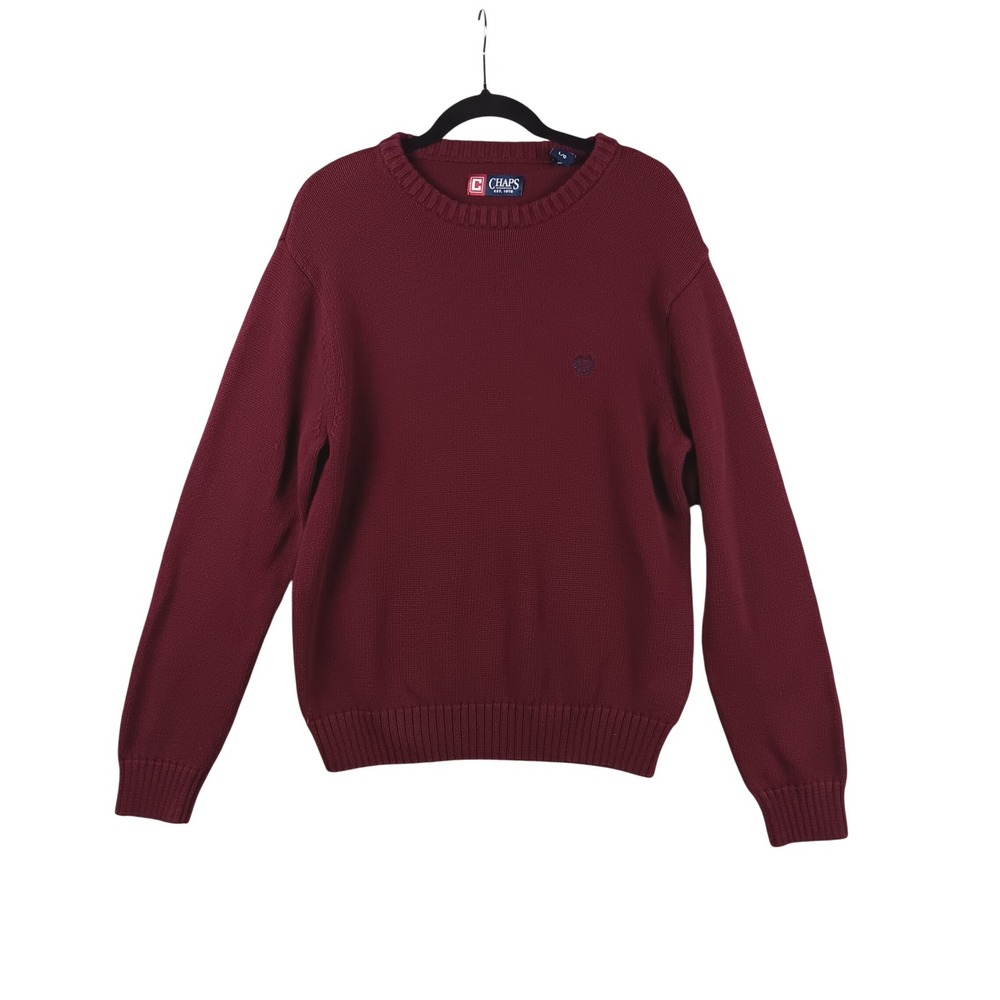 Chaps Mens Burgundy Crew Neck Long Sleeve Cotton Sweater‎ Size L G